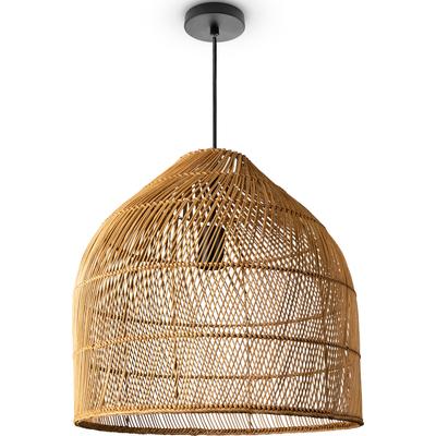 PACO HOME Pendelleuchte "LINNU", braun, Ø 44cm H: 44cm, Lampen, Korblampe Rattan Pendelleuchte Wohnzimmer Boho Deckenlam