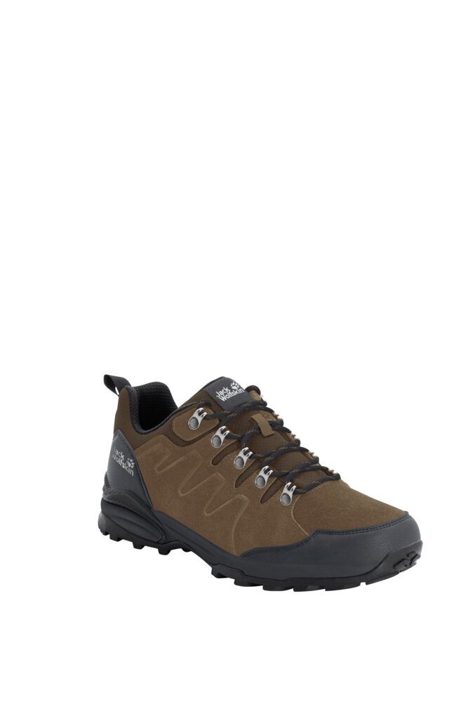 Wanderschuh JACK WOLFSKIN "REFUGIO TEXAPORE LOW M", Herren, Gr. 44, braun, Leder, Textil, Schuhe Wanderschuh, wasserdicht, Trekkingschuh