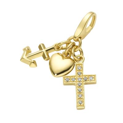 Giorgio Martello Milano - Charm Glaube Liebe Hoffnung, vergoldet, Silber 925 Charms & Kettenanhänger 1 ct Gold Damen