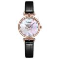 RORIOS Ladies Watch Analogue Quartz Waterproof Watch Women Elegant Diamond Wrist Watch Mother of Pearl Dial Watch Flower Leather Strap Watch