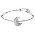 Swarovski Luna Bangle Bracelet, Crescent Moon Motif with White Pavé Stones in a Rhodium Plated Setting, from the Swarovski Luna Collection