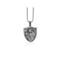 BySilverStone Jewelry - Japanese Samurai Necklace for Men in Sterling Silver, Japanese Medieval Necklace for Dad, Silver Gothic Men Pendant, Warrior Shield Necklace