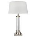 Searchlight Lincoln Table Light Clear Glass Satin Silver Table Lamp Cream Shade