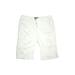 Fashion Nova Denim Shorts: White Solid Mid-Length Bottoms - Women's Size Large - Light Wash