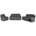 Signature Design by Ashley Jesolo 3 - Piece Reclining Living Room Set Faux Leather/Polyester in Gray | 42 H x 88 W x 40 D in | Wayfair Living Room Sets