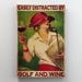 Trinx Cheryel Easily Distracted By Golf & Wine - 1 Piece Rectangle Graphic Art Print On Wrapped Canvas On Canvas Graphic Art Canvas in Brown | Wayfair