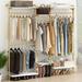 Rebrilliant Oloran Gold Wall Mount Clothes Rack w/ 4 Hanging Rods, Clothing Rack w/ 6-Tier Adjustable Shelves | Wayfair