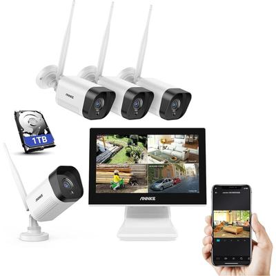 3MP kabelloses Überwachungskamera-Set mit 10,1-Zoll-Monitor, 4CH 5MP nvr und 4 x 3MP