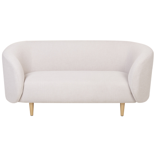 Sofa Beige Stoffbezug 2-Sitzer mit Armlehnen Metallgestell in Gold Glamouröser Edler Stil Wohnzimmer Salon Esszimmer Flur