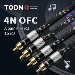 Todn 1 paar RCA audio kabel 2 RCA zu 2 RCA Interconnect Kabel HIFI Stereo 4N OFC Stecker auf