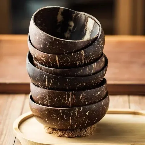 Natürliche Kokosnuss schale Holz handgemachte Kokosnuss schalen zum Essen Geschirr mit Löffel