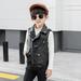 Gubotare Baby Boys Winter Coats Leather All- Leather Imitation Children Motorcycle Jacket Leisure Vest Boys Coat&jacket Black 3-4 Years