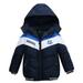 Kids Zipper Windproof Baby Coat Stripe Boys Girls Jacket Toddler Winter Hooded Boys Coat&jacket Navy XXL