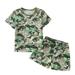 Boys Clothes Summer Short Sleeve Camouflage Dinosaur T Shirt Tops Shorts Casual 2 Piece Outfits Set Green 100