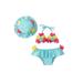 IZhansean Infant Baby Girls Bikini 3Pcs Swimwear Bathing Suit Halter Top Bikini Bottoms with Hat Summer Swimsuit Blue 12-18 Months