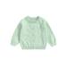 Qtinghua Infant Toddler Baby Girls Knitted Cardigan Solid Color Knit Crochet Button Sweater Coat Fall Winter Jacket Warm Clothes Light Green 2-3 Years