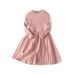 Snow Suits for Girls Autumn Knitted Sweater Solid Ribbed Long Sleeve Sweater Dress Coat