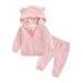 YDOJG Toddler Boys Outfits Set Baby Girls Bear S Ear Hooded Zipper Sweatshirt Pants Outfits For 6-12 Months