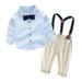 Toddler Boys Outfits Set Bowtie Gentleman 2Pcs Tops Set Suspender Baby Pants T-Shirt Kids Outfits Set For 3-4 Years