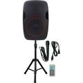 Simran SMP-1800 Professional Amplified 15 Inch Woofer 1800 Watt Active PA DJ Bluetooth Speaker System with USB MMC FM BT Voice Prompt And REC - Remote Microphone And Stand Included