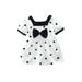 IZhansean Toddler Baby Girls Polka Dot Print Ruffle Dress Short Puff Sleeve Dress Square Neck High Waist Casual Short Dress Black 12-18 Months