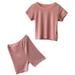 Baby Girls Boys Summer Autumn Solid Cotton Short Sleeve Short Pants Tshirt Shorts Set Outfits Clothes Pink 66