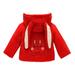 Gubotare Girls Winter Coat Woolen Coat Winter Cute Plus Fluffy Hooded Coat Rabbit Ears Jacket Outwear (Red 2-3 Years)