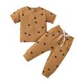 TUOBARR Set Clothes for Toddler Boy Kids Baby Boys Girls Fashion Cute Star Pattern Short Sleeve Pocket Pants Cotton Casual Suit Brown 2-3 Years