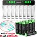 HiQuick 16x Rechargeable AA Batteries 2800mAh 1.2V NiMH with 8 Bay LCD Battery Charger for Ni-MH Ni-CD AA AAA