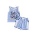 Wassery 2Pcs Infant Baby Boys Summer Outfits 3M 6M 9M 12M 18M 24M Newborn Boy Casual Clothes Letters Baseball Print Tank Top with Elastic Waist Shorts Set 0-24M