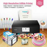 Icinginks High Resolution Edible Printer Bundle System for Canon Pixma TS8320 (Wireless+Scanner) Comes with Edible Cartridges Frosting sheets Edible Markers Cleaning Kit