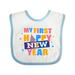 Inktastic My First Happy New Year Colorful with Stars Boys or Girls Baby Bib