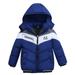 Kids Zipper Windproof Baby Coat Stripe Boys Girls Jacket Toddler Winter Hooded Boys Coat&jacket Blue M