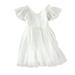 Eashery Girl Dresses Solid Summer Girl Dress White 4-5 Years