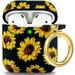 Airpod Case Soft Silicone Flower Print YOMPLOW Airpods Case Cover Flexible Skin for Apple AirPods 2&1 Charging Case for Girls with Keychain - Sunflower