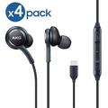 4-Pack OEM High-Quality AKG USB-C Headphones Wired Type C Earbud Stereo In-Ear with in-line Remote & Microphone Compatible with Samsung Galaxy S10 S10+ S10e S20 S21 S22 S23 Ultra Note 9 Note10 / 20