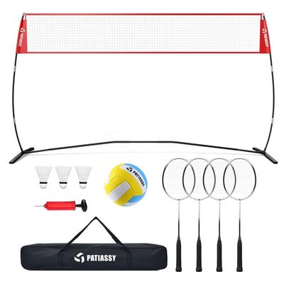 Patiassy Freestanding Volleyball and Badminton Combo Set with Net