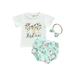 Infant Baby Girl Boy Outfits Cow Letter Print Short Sleeve Top and Shorts Headband Set Western Boho Baby Girl Clothes
