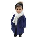 Toddler Kids Baby Girls Boys Plaid Coat Elegant Notched Collar Double Jacket Wool Coat Trench Coat Navy 120