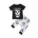 Sunisery 2PCS Skull Newborn Kids Baby Boy Clothes T-Shirt+Trousers Harem Pants Outfit