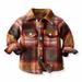 Toddler Baby Boy Girl Jacket 2024 Fall Flannel Plaid Shirt Warm Button Down Shacket Infant Kid Long Sleeve Color Block Coat Top Winter Clothes Outwear Cardigan Top