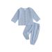 GXFC Kids Boys Fall Outfits Clothes 6M 1T 2T 3T 4T Toddler Boys Long Sleeve Buttons Down Shirt and Elastic Waistband Long Pants 2 Piece Casual Autumn Clothing for Children Boys