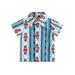 Baby Boy Summer T-shirt Casual Western Geometric/ Cow Printed Short Sleeve Button Up Shirt for Toddler