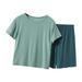 Children S Solid Color Summer Thin Short Sleeved + Shorts Casual Home Service Set Mint Green 140