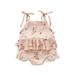 IZhansean Infant Baby Girl Two Piece Swimsuit Floral Sleeveless Tie Shoulder Top Bikini +Ruffle Bottoms Bathing Suit Pink Flower 3-6 Months