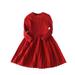 Snow Jackets for Girls Autumn Knitted Sweater Solid Ribbed Long Sleeve Sweater Dress Outerwear