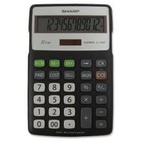 Sharp ELR287BBK Semi-desktop Calculator - 12 Character(s) - LCD - Solar, Battery Powered - Black, Si