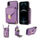 Mantto Crossbody Wallet Case for iPhone XR (6.1 inch) Premium PU Leather Metal Buckle Large Capacity Zipper Pocket Card Holder Shockproof Kickstand Phone Case with Shoulder Strap Purple