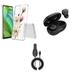 Accessories Bundle for Motorola Moto G Stylus 5G 2023 - Flexible TPU Shockproof Protection Case (White Floral Bliss) Wireless Earbuds 15W Fast Charging USB-C Car Charger