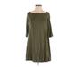 Lulus Casual Dress - A-Line Boatneck 3/4 sleeves: Green Solid Dresses - Women's Size X-Small